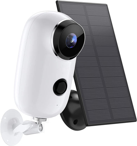 Solar Powered Outdoor Camera, Continuous Power Supply for 365 Days, PIR Human Detection, Alarms, SD Slot, 2-Way Audio, 100% Wireless